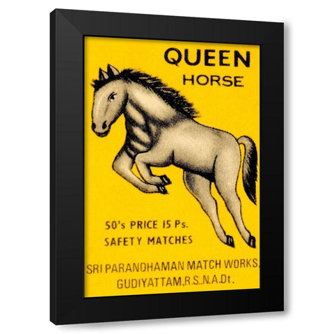 Queen Horse Matches Black Modern Wood Framed Art Print by Phillumenart