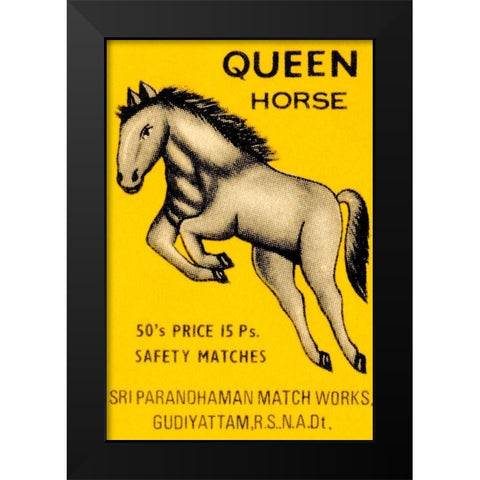 Queen Horse Matches Black Modern Wood Framed Art Print by Phillumenart
