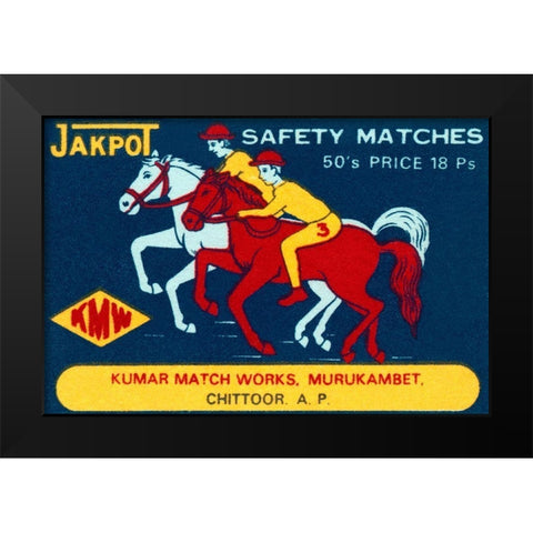 Jakpot Safety Matches Black Modern Wood Framed Art Print by Phillumenart
