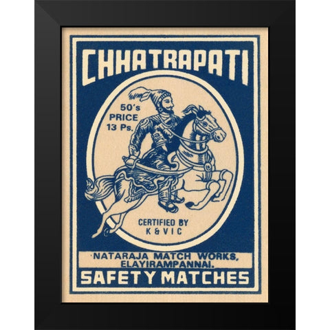 Chhatrapati Safety Matches Black Modern Wood Framed Art Print by Phillumenart