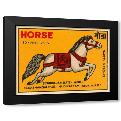 Horse Matches Black Modern Wood Framed Art Print by Phillumenart
