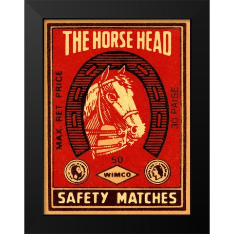 The Horse Head Safety Matches Black Modern Wood Framed Art Print by Phillumenart