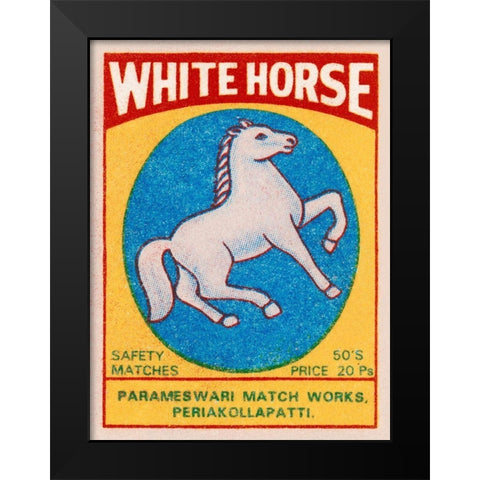 White Horse Matches Black Modern Wood Framed Art Print by Phillumenart