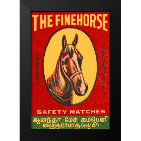The Fine Horse Safety Matches Black Modern Wood Framed Art Print by Phillumenart