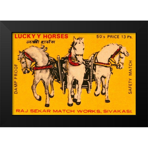 Lucky Horses Matches Black Modern Wood Framed Art Print by Phillumenart