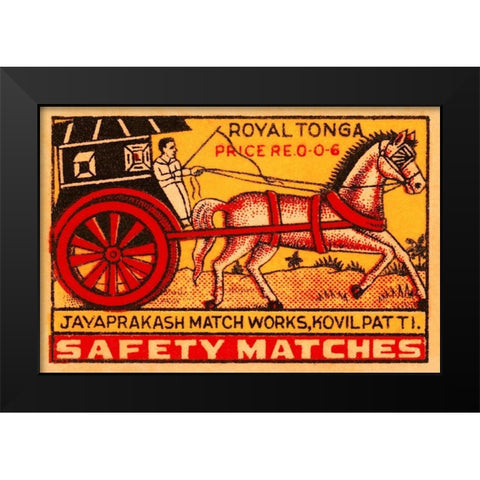 Royal Tonga Safety Matches Black Modern Wood Framed Art Print by Phillumenart
