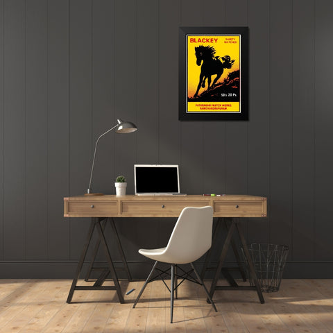 Blackey Safety Matches Black Modern Wood Framed Art Print by Phillumenart