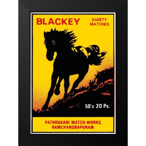 Blackey Safety Matches Black Modern Wood Framed Art Print by Phillumenart
