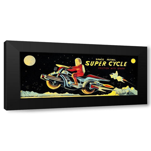 Space Patrol Super Cycle Black Modern Wood Framed Art Print by Retrotrans