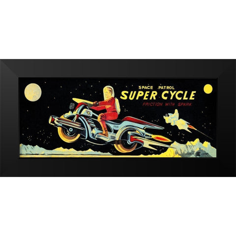Space Patrol Super Cycle Black Modern Wood Framed Art Print by Retrotrans