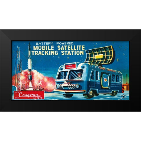 Mobile Satellite Tracking Station Black Modern Wood Framed Art Print by Retrotrans