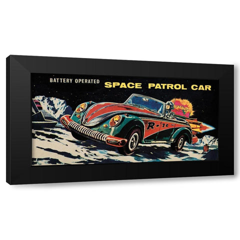 Battery Operated Space Patrol Car Black Modern Wood Framed Art Print by Retrotrans