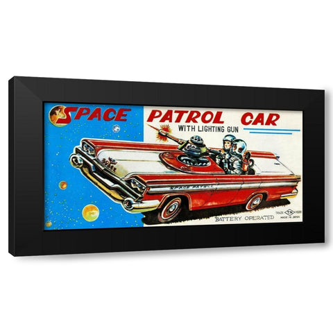 Space Patrol Car Black Modern Wood Framed Art Print by Retrotrans