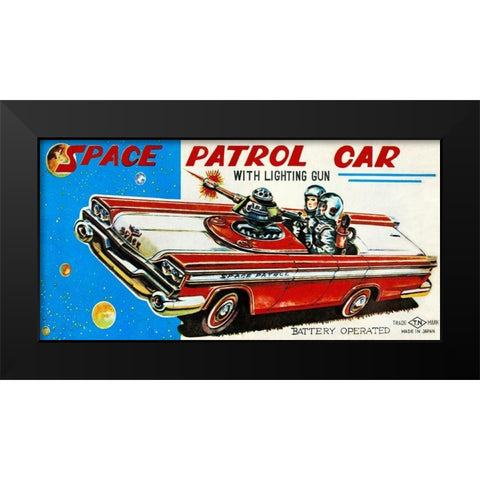 Space Patrol Car Black Modern Wood Framed Art Print by Retrotrans