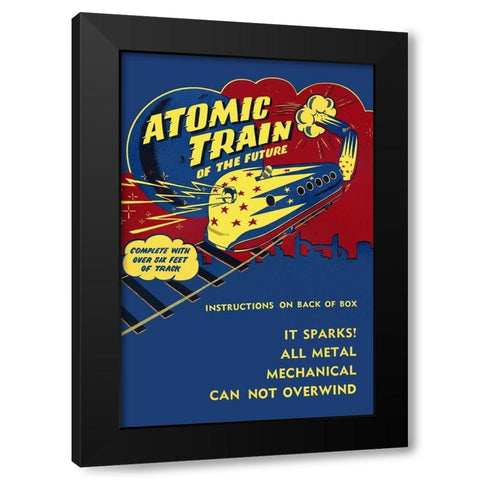 Atomic Train of the Future Black Modern Wood Framed Art Print with Double Matting by Retrotrans