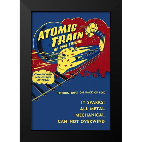 Atomic Train of the Future Black Modern Wood Framed Art Print by Retrotrans