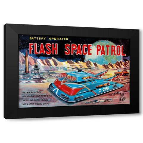 Flash Space Patrol Black Modern Wood Framed Art Print by Retrotrans