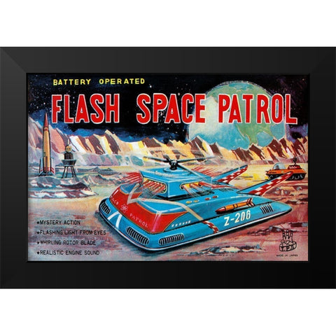 Flash Space Patrol Black Modern Wood Framed Art Print by Retrotrans