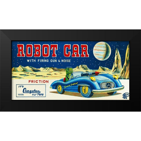 Robot Car with Firing Gun and Noise Black Modern Wood Framed Art Print by Retrotrans