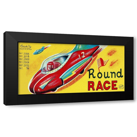 Round Race Rocket Car Black Modern Wood Framed Art Print with Double Matting by Retrotrans