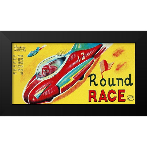 Round Race Rocket Car Black Modern Wood Framed Art Print by Retrotrans