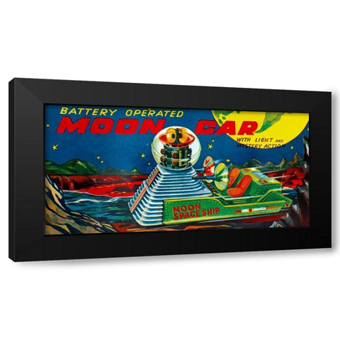 Moon Car Black Modern Wood Framed Art Print by Retrotrans