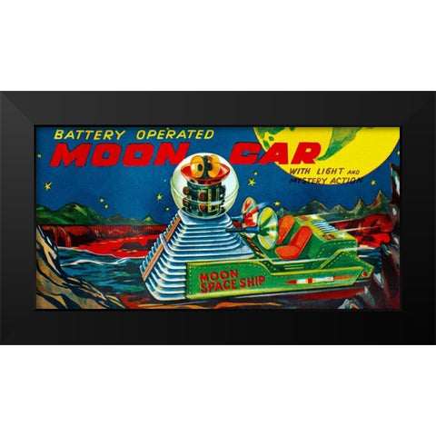 Moon Car Black Modern Wood Framed Art Print by Retrotrans