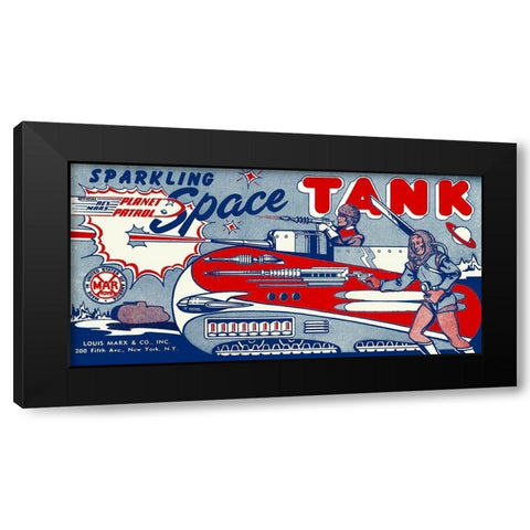 Planet Patrol Sparkling Space Tank Black Modern Wood Framed Art Print by Retrotrans