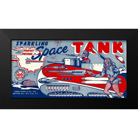 Planet Patrol Sparkling Space Tank Black Modern Wood Framed Art Print by Retrotrans
