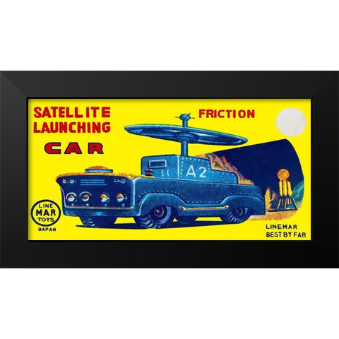 Satellite Launching Car A2 Black Modern Wood Framed Art Print by Retrotrans