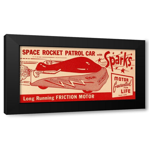 Space Rocket Patrol Car Black Modern Wood Framed Art Print with Double Matting by Retrotrans