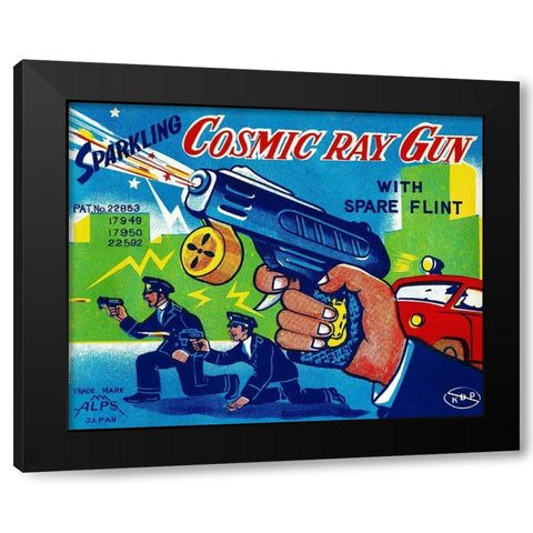 Cosmic Ray Gun Black Modern Wood Framed Art Print by Retrogun