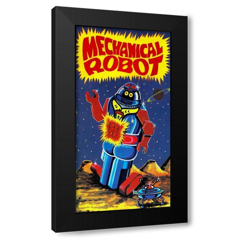 Mechanical Robot Black Modern Wood Framed Art Print with Double Matting by Retrobot