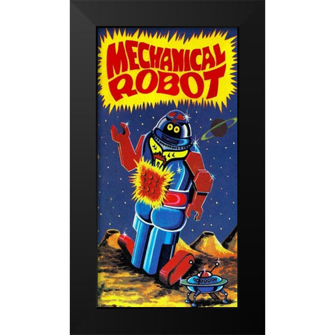 Mechanical Robot Black Modern Wood Framed Art Print by Retrobot