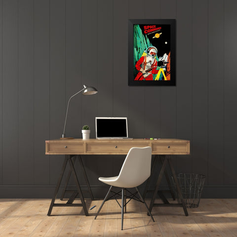 Space Commando Black Modern Wood Framed Art Print by Retrobot