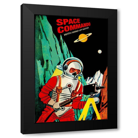Space Commando Black Modern Wood Framed Art Print with Double Matting by Retrobot