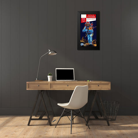 Space Conqueror Black Modern Wood Framed Art Print by Retrobot