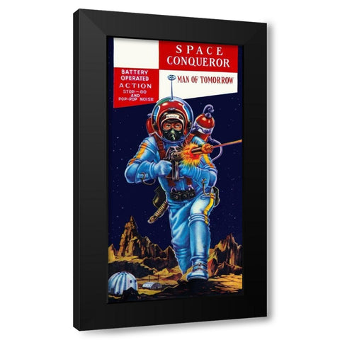 Space Conqueror Black Modern Wood Framed Art Print with Double Matting by Retrobot