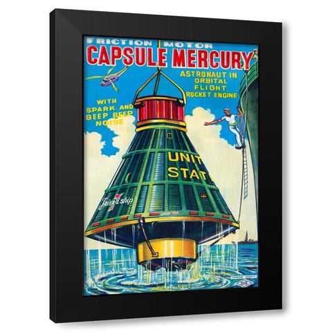 Capsule Mercury Black Modern Wood Framed Art Print by Retrorocket