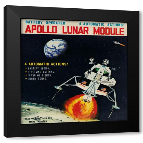 Apollo Lunar Module Black Modern Wood Framed Art Print with Double Matting by Retrorocket