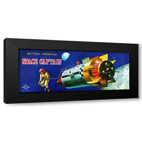 Space Captain Black Modern Wood Framed Art Print with Double Matting by Retrorocket