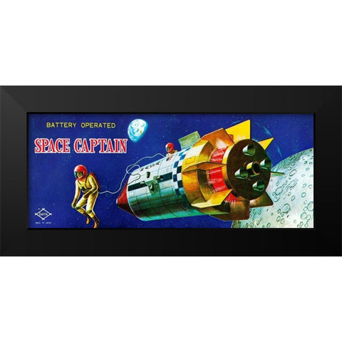 Space Captain Black Modern Wood Framed Art Print by Retrorocket