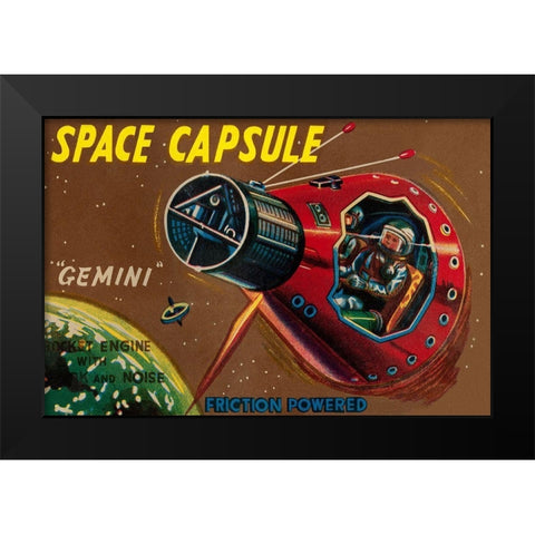Space Capsule Gemini Black Modern Wood Framed Art Print by Retrorocket