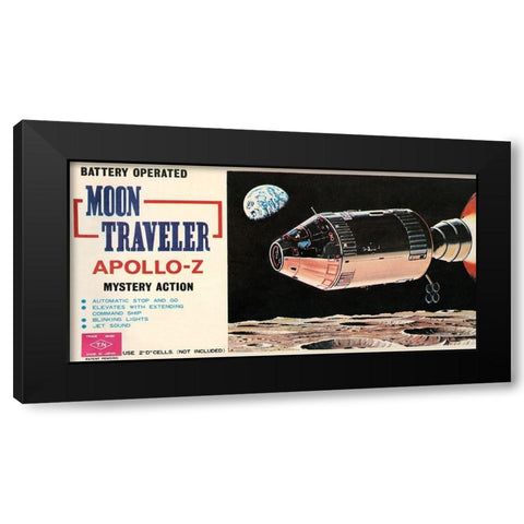 Moon Traveler Apollo-Z Black Modern Wood Framed Art Print with Double Matting by Retrorocket