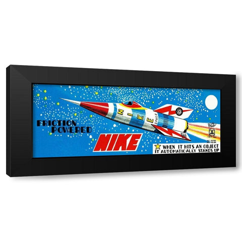 Friction Powered Nike Black Modern Wood Framed Art Print with Double Matting by Retrorocket