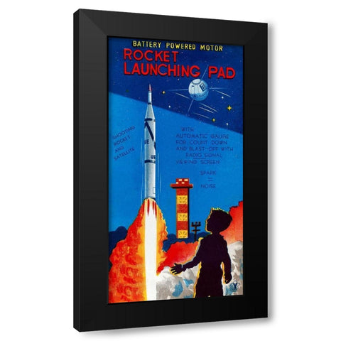 Rocket Launching Pad Black Modern Wood Framed Art Print by Retrorocket