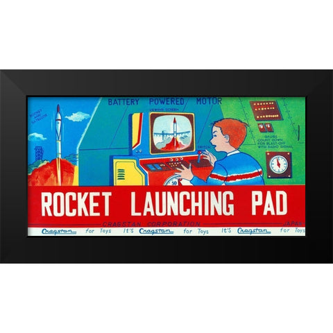 Rocket Launching Pad Black Modern Wood Framed Art Print by Retrorocket