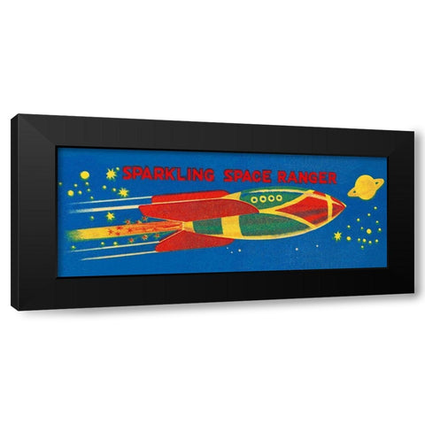 Sparkling Space Ranger Black Modern Wood Framed Art Print by Retrorocket