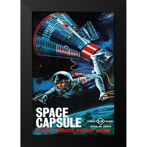 Space Capsule Black Modern Wood Framed Art Print by Retrorocket