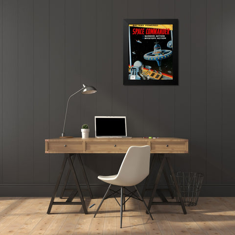 Space Commander Black Modern Wood Framed Art Print by Retrorocket